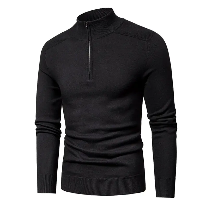 MuLS 2019 Cotton Sweater Men Pollovers Casual Knitted Sweaters Jacket Pullover Half Zipper Turtleneck Knitwear Polo-Collar Coat 03