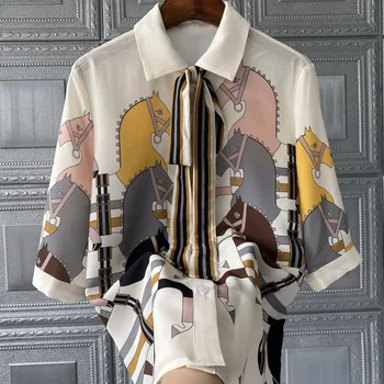 Chic women's retro ptinyt half sleeves Shirt tops 2020 Summer high quality print elegant Shirts B862 
Chic women's retro ptinyt half sleeves Shirt tops 2020 Summer high quality print elegant Shirts B862