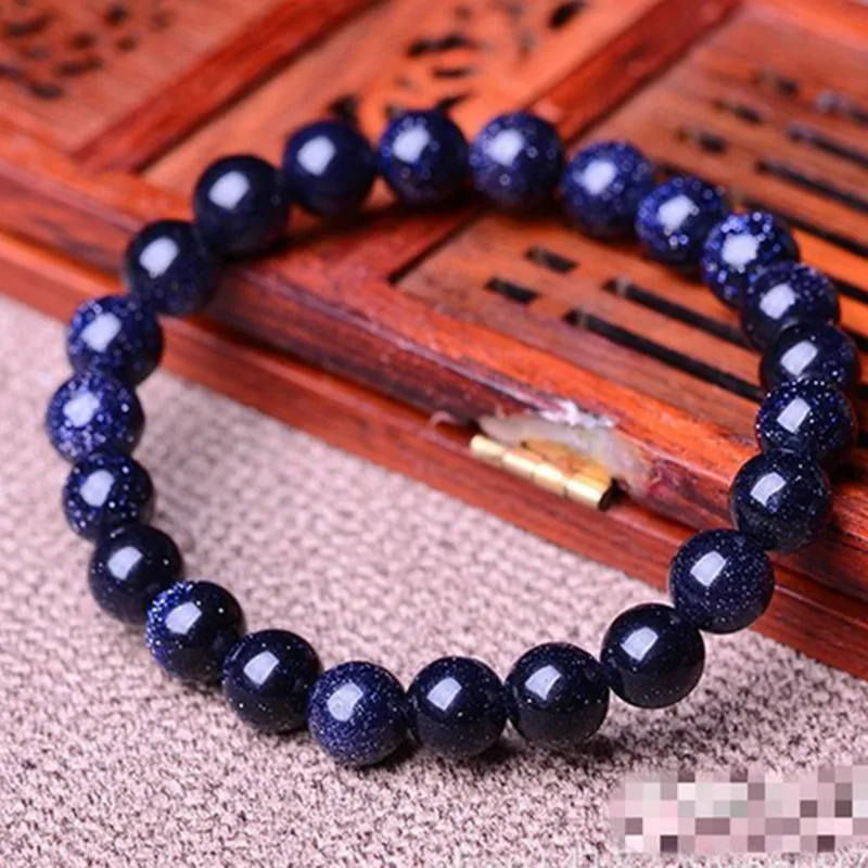 Браслет из натуральных синих бусин для мужчин и женщин сапфировые браслеты