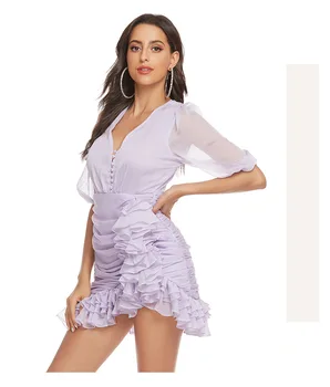 Australian niche V-neck pleated waist dress irregular level lotus leaf fishtail flower bud skirt net yarn skirt female 
Australian niche V-neck pleated waist dress irregular level lotus leaf fishtail flower bud skirt net yarn skirt female