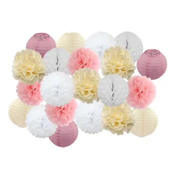 21pcs/Set Baby Shower Party Favor Hanging Paper Crafts Kids Boy Girl Birthday Decoration 8" Round White Paper Lantern Pom Pom 
21pcs/Set Baby Shower Party Favor Hanging Paper Crafts Kids Boy Girl Birthday Decoration 8" Round White Paper Lantern Pom Pom