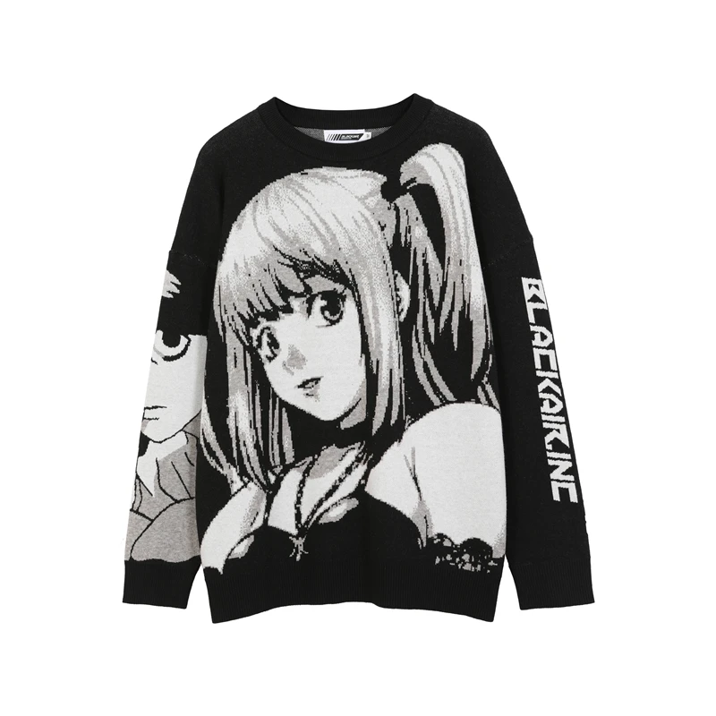 Cartoon cartoon character jacquard knitted sweater men's BF dark fashion brand loose round neck couple Pullover Sweater
Cartoon cartoon character jacquard knitted sweater men's BF dark fashion brand loose round neck couple Pullover Sweater