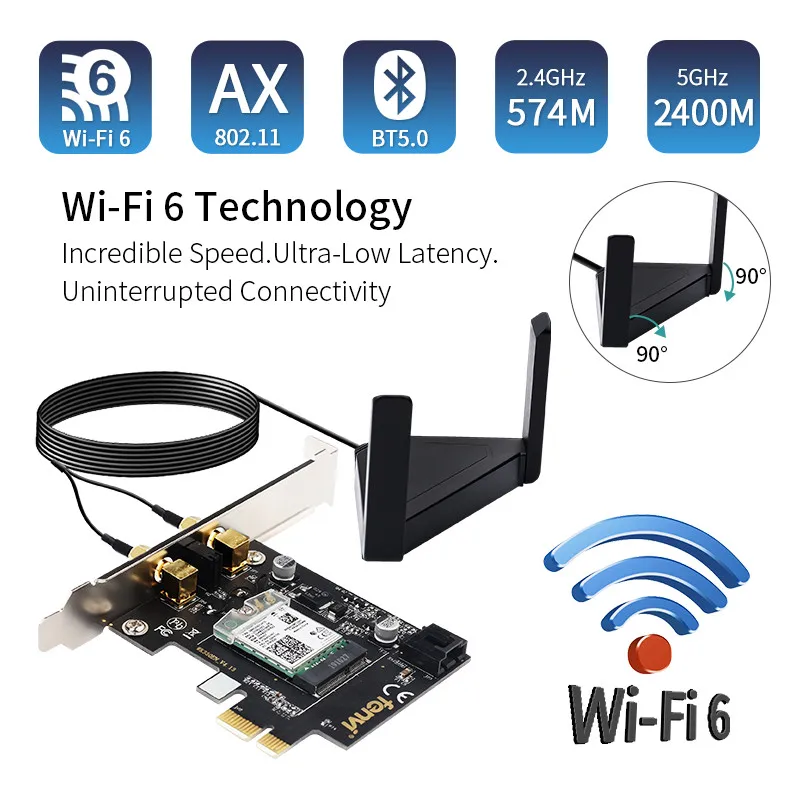 Wi-Fi 6 Gig+ AX200 BT 5.0 WiFi Card AX200NGW 802.11ac ax 2.4Gbps MU-MIMO OFDMA Miracast PC Wireless Network Adapter Ultra-Fast
Wi-Fi 6 Gig+ AX200 BT 5.0 WiFi Card AX200NGW 802.11ac ax 2.4Gbps MU-MIMO OFDMA Miracast PC Wireless Network Adapter Ultra-Fast