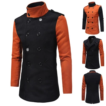 Double Breasted Mens Trench Coat Winter Long Sleeve Panelled Mens Coat Contrast Color Fashion Mens Tops 
Double Breasted Mens Trench Coat Winter Long Sleeve Panelled Mens Coat Contrast Color Fashion Mens Tops