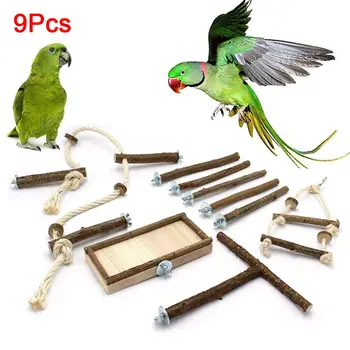 9Pcs Pets Bird Parrot Hamster Wooden Stand Perch Platform Hanging Swing Chew Toy 
9Pcs Pets Bird Parrot Hamster Wooden Stand Perch Platform Hanging Swing Chew Toy