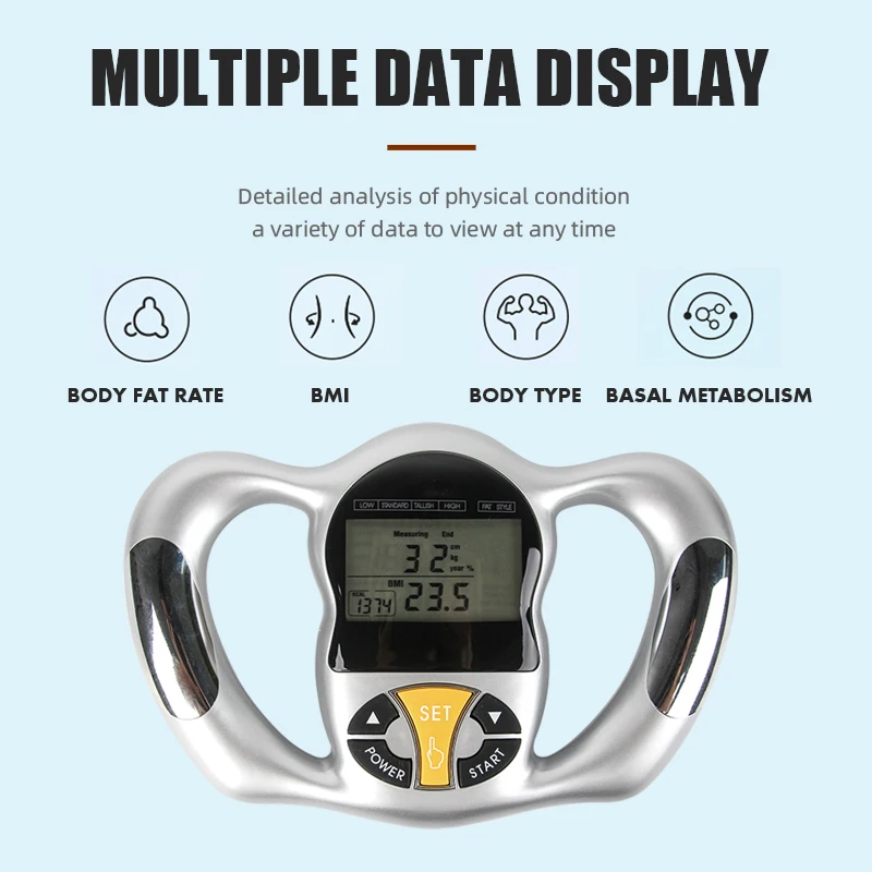 

Handheld Bodylarge Body Fat Monitors LCD Screen Analyzer BMI Meter Health Fat Analyzer Monitor Calculator Measurement HealthCare