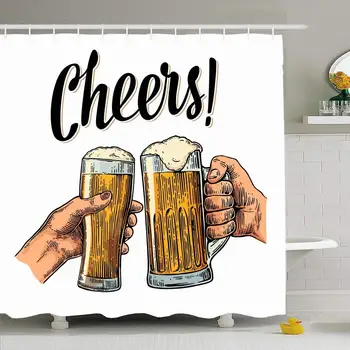 Shower Curtain Set with Hooks 60x72 Female Male Hands Toasting with Beer Holding Clinking Beverage Froth Two United People Food 
Shower Curtain Set with Hooks 60x72 Female Male Hands Toasting with Beer Holding Clinking Beverage Froth Two United People Food