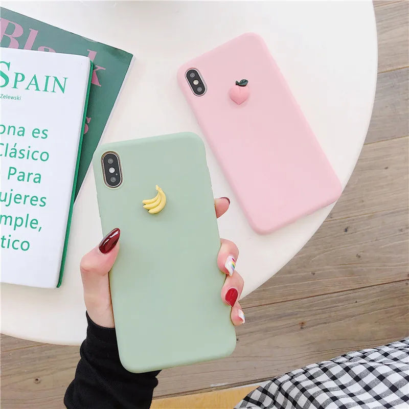 Милый 3D чехол с фруктами для iphone 12 11 xs xr x pro max 6s 7 8 6 5s se Мягкая матовая задняя крышка