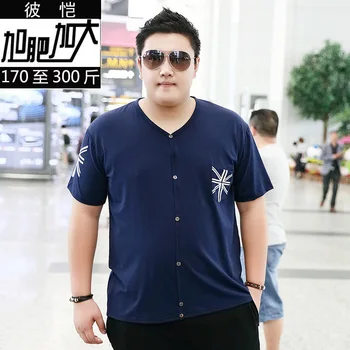 Big Size V Collar Short Sleeve T Shirt Men Leisure Plus Fat Plus Large Size T-shirt Super Extra Large Size Generation 
Big Size V Collar Short Sleeve T Shirt Men Leisure Plus Fat Plus Large Size T-shirt Super Extra Large Size Generation