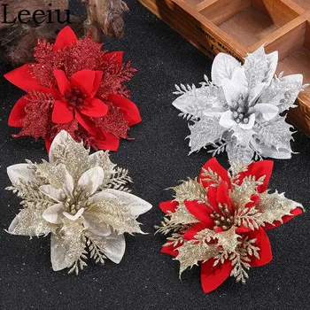 Leeiu 6pcs Glitter Artifical Christmas Flowers Christmas Tree Decoration Fake Flowers Xmas Ornaments New Year's Decor 2021
Leeiu 6pcs Glitter Artifical Christmas Flowers Christmas Tree Decoration Fake Flowers Xmas Ornaments New Year's Decor 2021