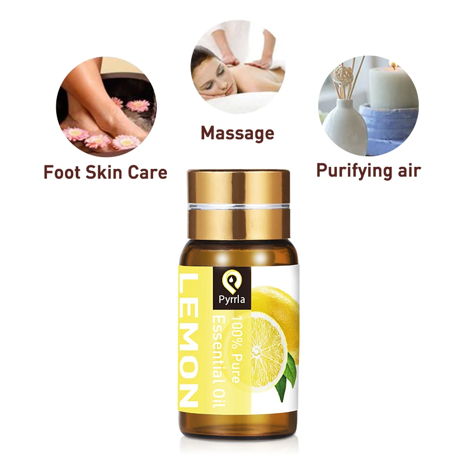 Pyrrla 5ml Lemon Pure Essential Oils Humidifier Massage Vanilla Orange Eucalyptus Grapefruit Vetiver Aromatherapy Oil |