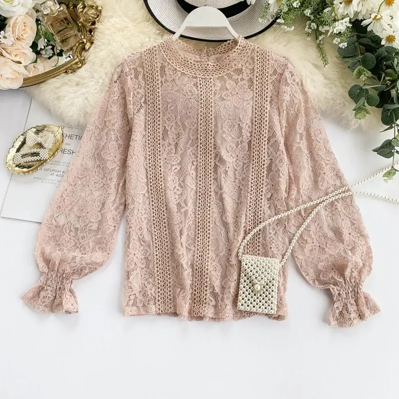 women ladies blouse long sleeve white Lace hollow O neck blouse Top autumn Blouses Cap Elegant Blouse for female
women ladies blouse long sleeve white Lace hollow O neck blouse Top autumn Blouses Cap Elegant Blouse for female