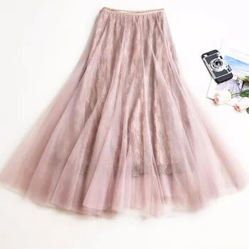 Vintage Tutu Tulle Skirt Women Long Maxi Skirt 2020 Spring Summer Korean Mesh Pink High Waist Pleated Lace Skirt Female Jupe
Vintage Tutu Tulle Skirt Women Long Maxi Skirt 2020 Spring Summer Korean Mesh Pink High Waist Pleated Lace Skirt Female Jupe