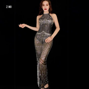luxury Silver Rhinestones See Through halter Black Dress Bar Prom Party club Birthday Celebrate robe Dance Outfit Long Dresses
luxury Silver Rhinestones See Through halter Black Dress Bar Prom Party club Birthday Celebrate robe Dance Outfit Long Dresses