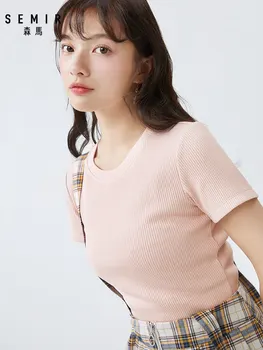 Semir short sleeve T-shirts female 2020 summer new slim simple solid bottoming t shirt women o neck trend tops
Semir short sleeve T-shirts female 2020 summer new slim simple solid bottoming t shirt women o neck trend tops