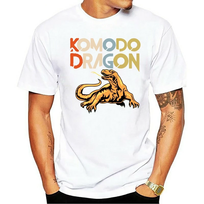 Хлопковая брендовая мужская футболка Komodo Dragon винтажный стиль силуэт дракона
