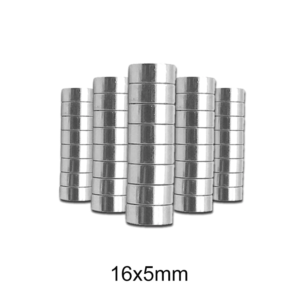 

5/10/20/50/60PCS 16x5 Round Permanent NdFeB Magnet 16x5mm Strong Powerful Magnetic Magnets 16mmx5mm Neodymium Magnet 16*5 N35
