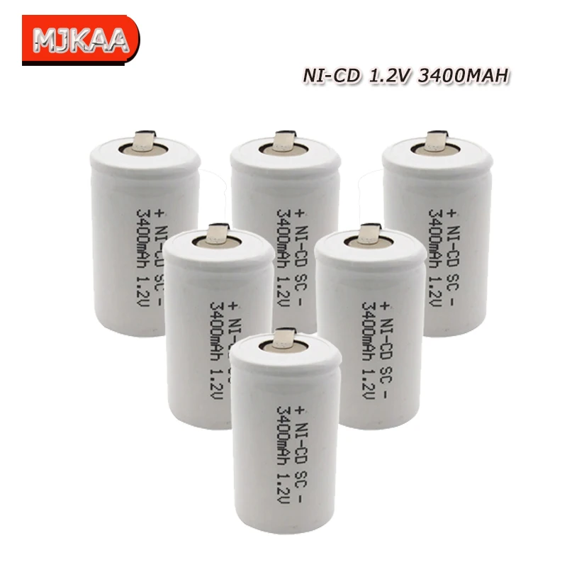 15 шт. SC 3400MAH 1 2 V аккумуляторная батарея 4/5 Sub C Ni cd с заварочными вкладками для