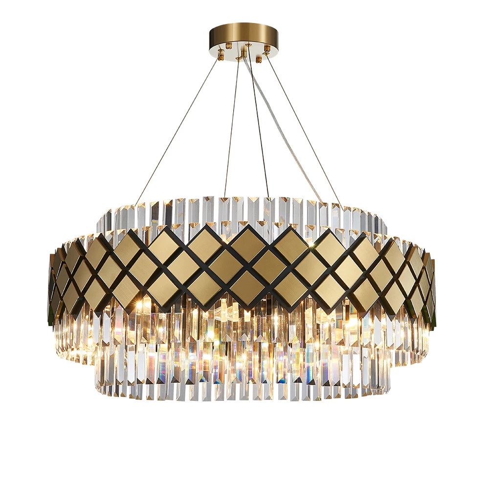 

Modern Art Deco Crystal Clear Designer Gold LED Chandelier Lighting Lustre Suspension Luminaire Lampen For Foyer