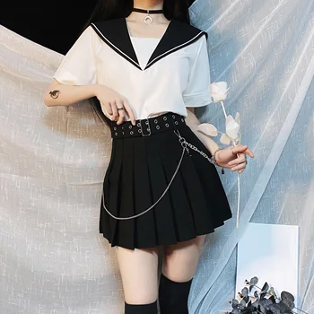 Korean style pleated skirt high waist belt chain JK women's skirt student summer skirts womens solid mini skirts 2020 new
Korean style pleated skirt high waist belt chain JK women's skirt student summer skirts womens solid mini skirts 2020 new