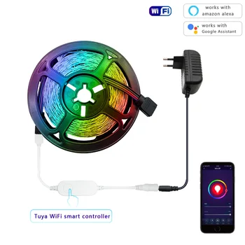 Smart WIFI LED Strip Light Work with Alexa Google Assistant Voice Control RGB LED Lights Strip 12V 5050 60LEDsm Color Changing
Smart WIFI LED Strip Light Work with Alexa Google Assistant Voice Control RGB LED Lights Strip 12V 5050 60LEDsm Color Changing