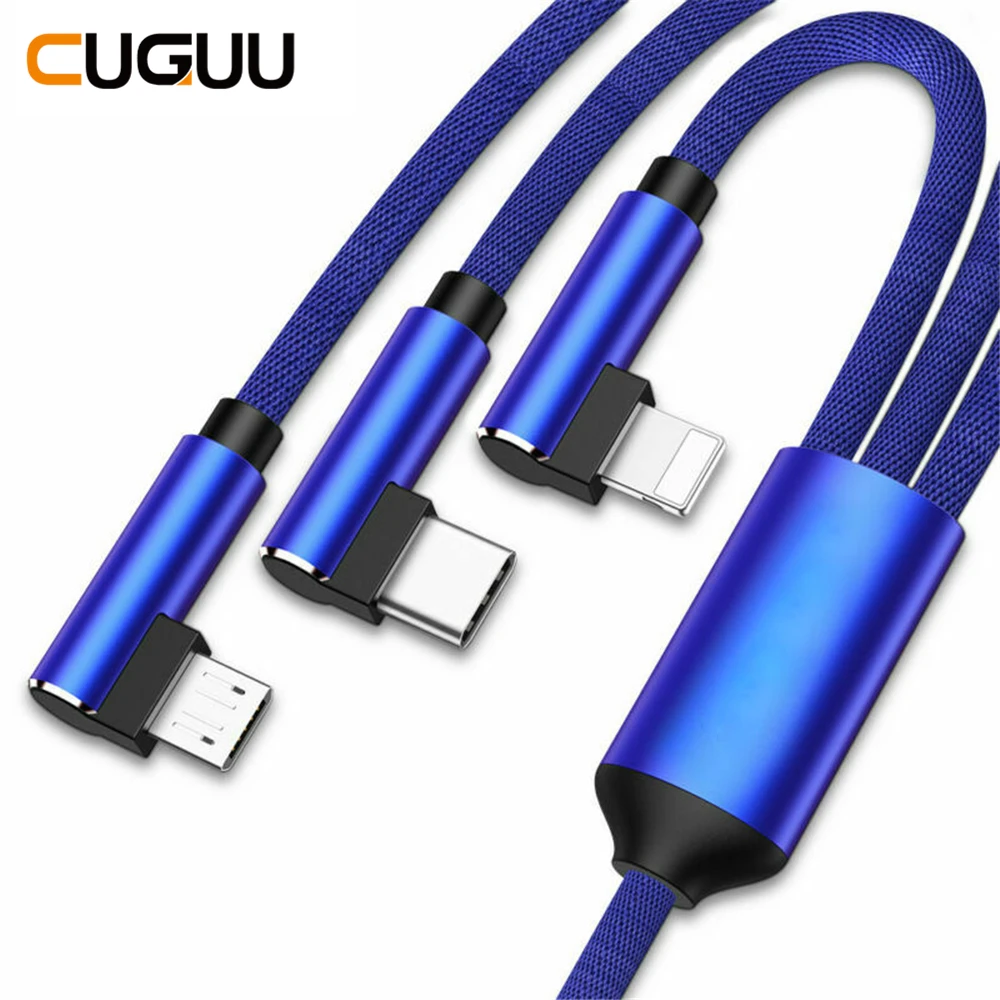 3 in 1 USB Cable For iPhone Lighting Micro USB Type C Fast Charging 90 Angle Charger Data Cables 1.2m Wire Charger Phone Cables
3 in 1 USB Cable For iPhone Lighting Micro USB Type C Fast Charging 90 Angle Charger Data Cables 1.2m Wire Charger Phone Cables