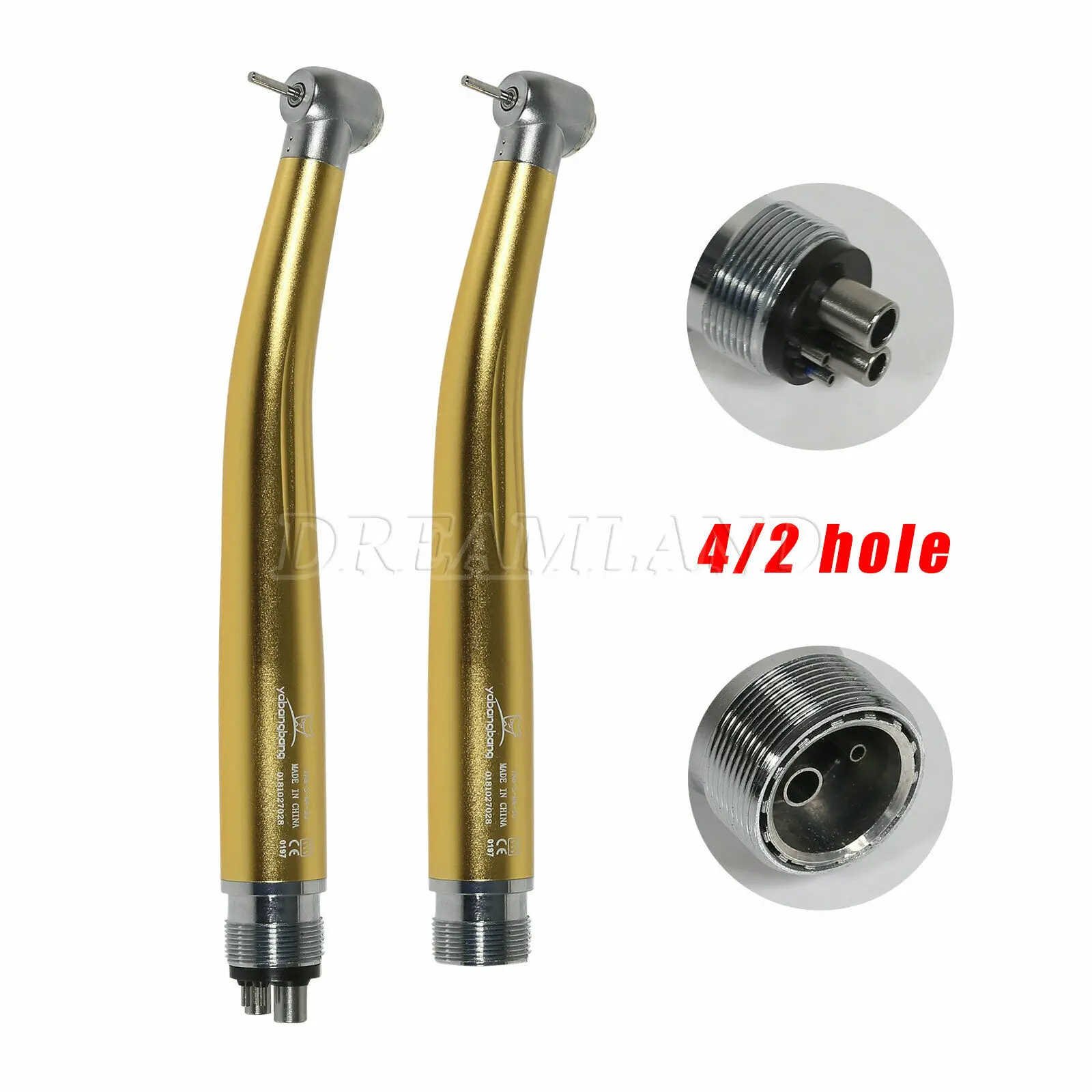 

2/4Hole NSK Style Pana Max Dental High Speed Surgical Handpiece Standard Head Push Button Air Turbine & Cartridge Gold Color