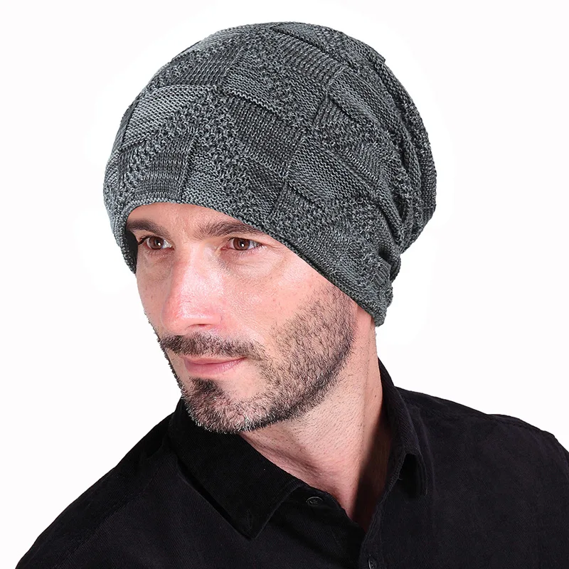 Новинка теплые шапки облегающие зимние для мужчин вязаная шапка мужские и
