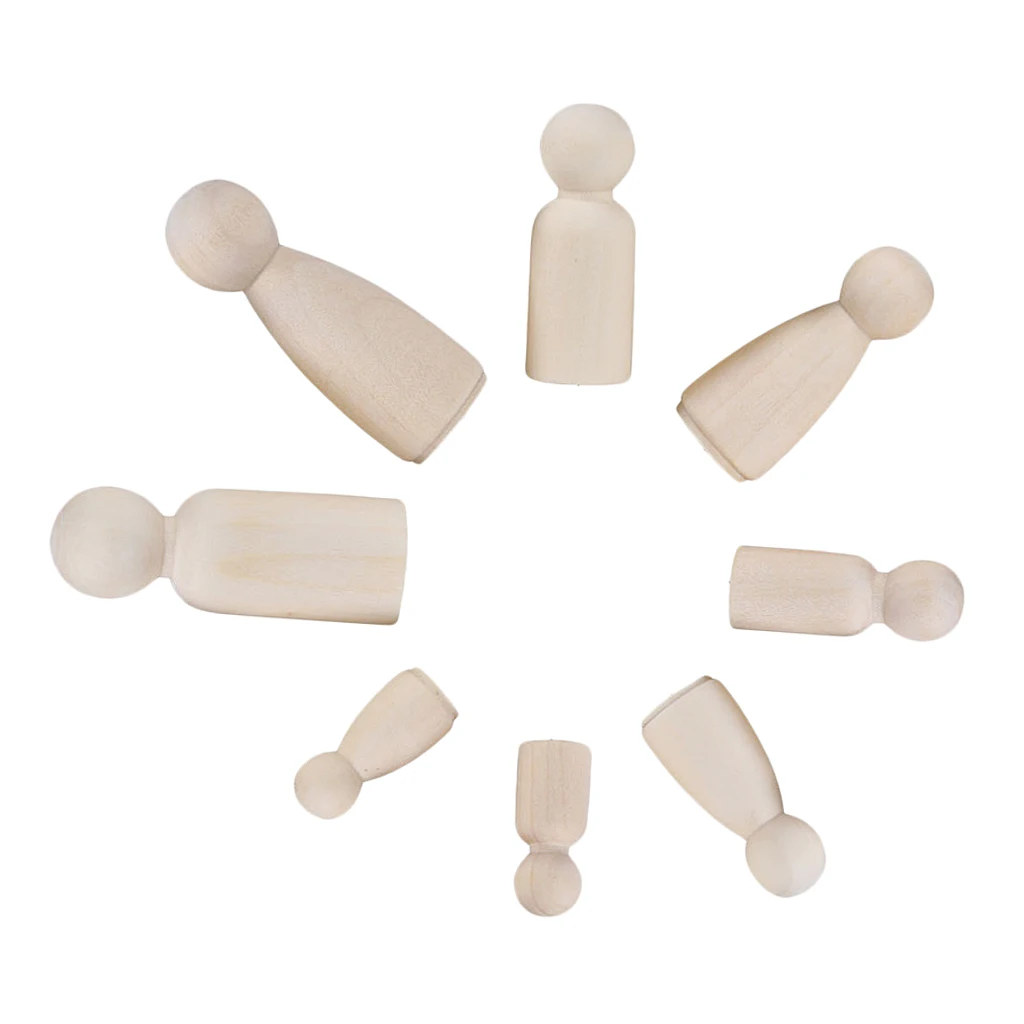Family of 12 Wood Peg Dolls Wooden Figures People DIY Craft Kid Birthday Toy Family of 12 Wood Peg Dolls Wooden Figures People DIY Craft Kid Birthday Toy