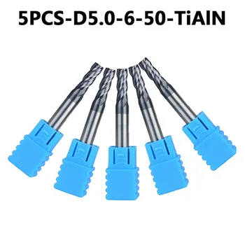 5*End Mills 5mm Cutting Dia Carbide End Mill Bit 4-Flute 6mm Shank HRC45 Hardness Length 50mm D5-6-50-TiAlN 4 Flutes
5*End Mills 5mm Cutting Dia Carbide End Mill Bit 4-Flute 6mm Shank HRC45 Hardness Length 50mm D5-6-50-TiAlN 4 Flutes