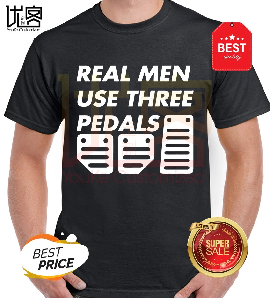 Настоящая мужская футболка с 3 педалями забавная автомобилем Американская