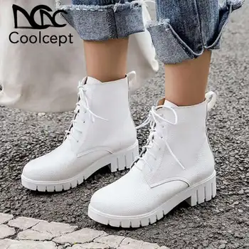 Coolcept Pu Leather Women Ankle Boots Solid Color Lace Up Round Toe Casual Shoes Autumn Winter Daily Women Footwear Size 33-43
Coolcept Pu Leather Women Ankle Boots Solid Color Lace Up Round Toe Casual Shoes Autumn Winter Daily Women Footwear Size 33-43