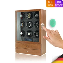 Fingerprint Unlock Automatic Watch Winder Solid Rosewood Quiet Smart Remote Control Touch Screen with Drawer 9 Wood Watch Box Fingerprint Unlock Automatic Watch Winder Solid Rosewood Quiet Smart Remote Control Touch Screen with Drawer 9 Wood Watch Box