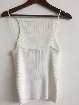 Women Pearl Strap Sexy Knitted Tank Top 2020 New Spring Summer Ladies Slim Stripes Knitwear Sling Vest Female Camis Tops
Women Pearl Strap Sexy Knitted Tank Top 2020 New Spring Summer Ladies Slim Stripes Knitwear Sling Vest Female Camis Tops