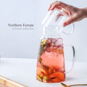 1200ml Glass Water Jug With Cup Lid Water Carafe With Handle Hot/Cold Water Pitcher Large Good Jug for Homemade Juice Iced Tea
1200ml Glass Water Jug With Cup Lid Water Carafe With Handle Hot/Cold Water Pitcher Large Good Jug for Homemade Juice Iced Tea
