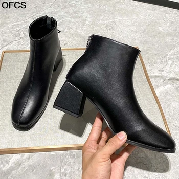 2020 Autumn Winter Women Boots Warmer With Fur Square Toe 6cm Heel All-Matching Boots Martin Chunky Heel Ankle Boots Women Shoes 
2020 Autumn Winter Women Boots Warmer With Fur Square Toe 6cm Heel All-Matching Boots Martin Chunky Heel Ankle Boots Women Shoes