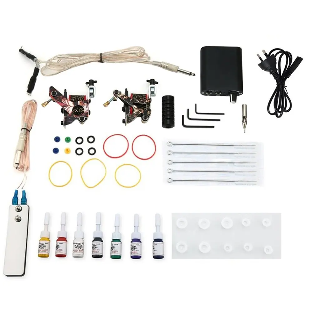 Complete Tattoo Kit Needles 2 Machine Guns Power Supply Color Inks Tips Supply Needle Grips Tips Tatto Accessories
Complete Tattoo Kit Needles 2 Machine Guns Power Supply Color Inks Tips Supply Needle Grips Tips Tatto Accessories