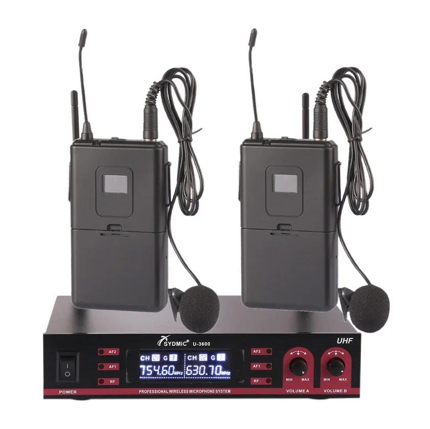 SYDMIC Professional UHF Wireless Karaoke Audio Microphone System 2 bodypacks+ 1 Receiver+2 Lapels for Party Club Performance
SYDMIC Professional UHF Wireless Karaoke Audio Microphone System 2 bodypacks+ 1 Receiver+2 Lapels for Party Club Performance