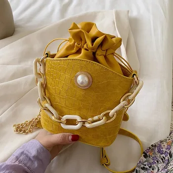 New Bucket Shoulder Bag for Women 2020 Crocodile Pattern Pearl Chains Crossbody Bags Female Luxury Designer Purses and handbags
New Bucket Shoulder Bag for Women 2020 Crocodile Pattern Pearl Chains Crossbody Bags Female Luxury Designer Purses and handbags