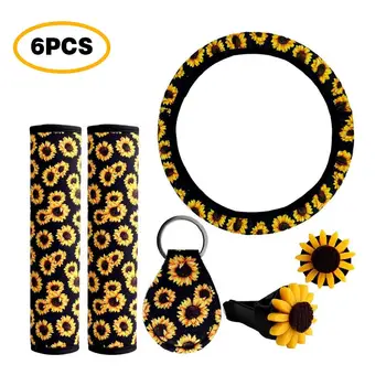 6pcs/set Car Steering Wheel Cover with Keyring Shoulder Strap Car Styling Sunflower Steering Wheel Cover Set for Car Decoration
6pcs/set Car Steering Wheel Cover with Keyring Shoulder Strap Car Styling Sunflower Steering Wheel Cover Set for Car Decoration