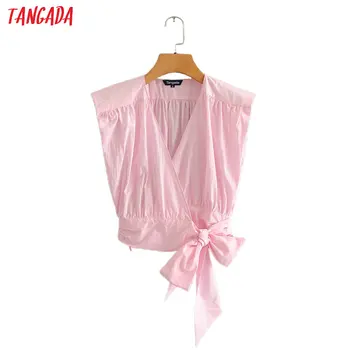 Tangada women solid pink pleated cotton shirts bow tie v-neck female casual summer tops blouses 2L20
Tangada women solid pink pleated cotton shirts bow tie v-neck female casual summer tops blouses 2L20
