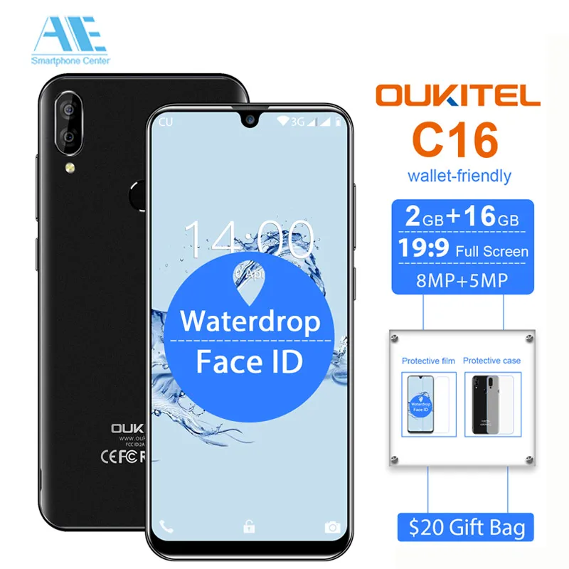 OUKITEL C16 5.71" HD+ 19:9 Android 9.0 Smartphone WaterDrop Fingerprint Mobile Phone MT6580P 2G RAM 16G ROM 2600mAh Unlock
OUKITEL C16 5.71" HD+ 19:9 Android 9.0 Smartphone WaterDrop Fingerprint Mobile Phone MT6580P 2G RAM 16G ROM 2600mAh Unlock
