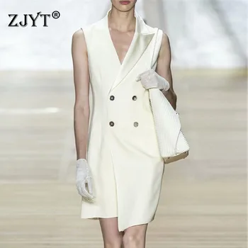 High Quality Runway Dress Spring 2020 New Women Elegant Notched Collar Double Breasted Buttons Solid White Office Vest Dress
High Quality Runway Dress Spring 2020 New Women Elegant Notched Collar Double Breasted Buttons Solid White Office Vest Dress