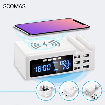 SCOMAS Qi Wireless USB Charger 48W LED Display Quick Charge 3.0 Fast Charging Station 6 Ports For Iphone Samsung Huawei Xiaomi
SCOMAS Qi Wireless USB Charger 48W LED Display Quick Charge 3.0 Fast Charging Station 6 Ports For Iphone Samsung Huawei Xiaomi