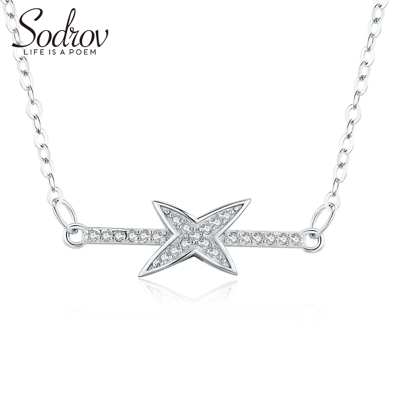 Sodrov 925 Sterling Silver Four-pointed star Chain Necklace Trendy Elegant Romantic Fine Jewelry for Women 
Sodrov 925 Sterling Silver Four-pointed star Chain Necklace Trendy Elegant Romantic Fine Jewelry for Women