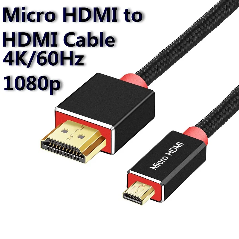 Micro HDMI to HDMI Cable Adapter 4K 60Hz 1080P Ethernet Audio braid cable for camera HDTV PS3 XBOX PC 1m 2m 3m Micro HDMI Micro HDMI to HDMI Cable Adapter 4K 60Hz 1080P Ethernet Audio braid cable for camera HDTV PS3 XBOX PC 1m 2m 3m Micro HDMI