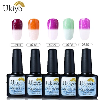 

Ukiyo 5pcs/lot 10ml Thermal UV Gel Polish Snowy Temperature Color Changing Gel Nail Polish Soak Off Chameleon Nail Art Varnishes