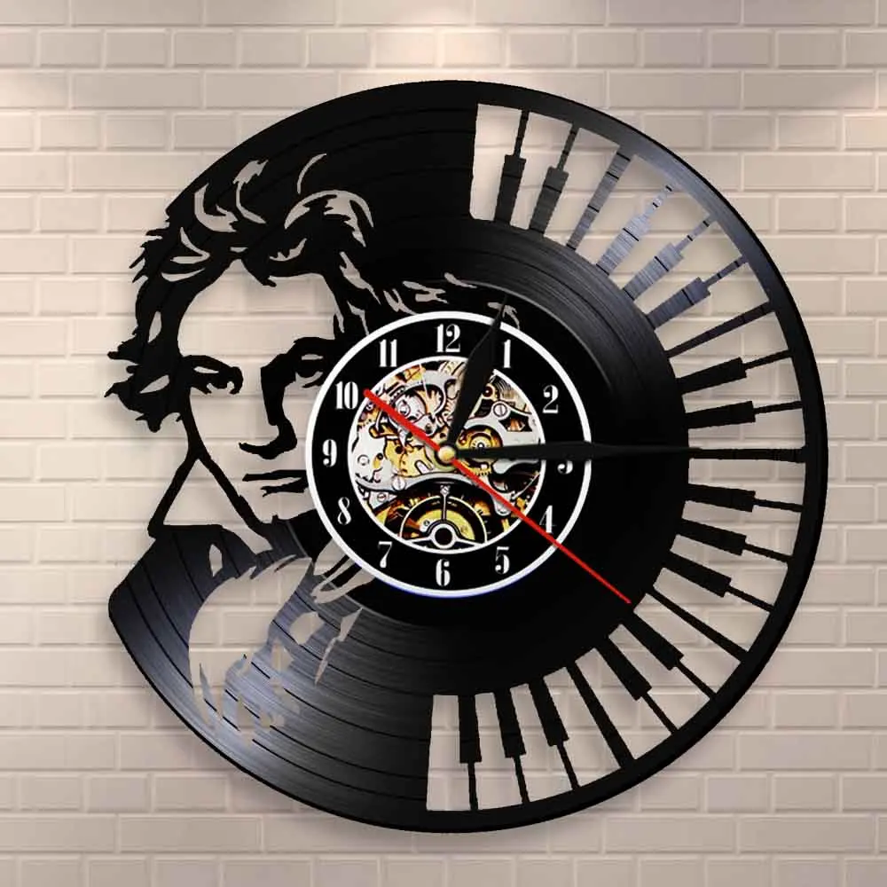 Настенные винтажные часы Beethoven портрет на стену фортепиано клавиатура виниловая