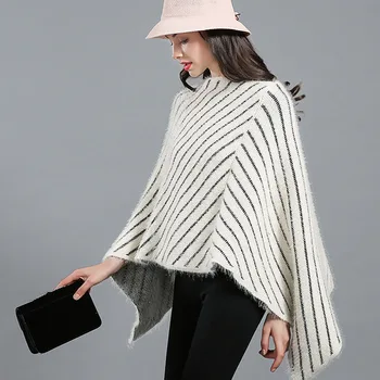 OMEA Striped Ponchos and Capes Winter Scarf Women Imitating Cashmere Shawls Wraps Faux Mink Fur Cape Coat Women Sweaters Wool
OMEA Striped Ponchos and Capes Winter Scarf Women Imitating Cashmere Shawls Wraps Faux Mink Fur Cape Coat Women Sweaters Wool
