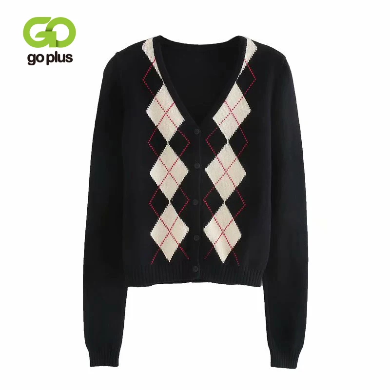 GOPLUS Cardigan Women Knitted Tops Vintage Argyle Sweaters V-Neck Geometric Button Up Cardigans Cropped Feminino Rebecas Mujer
GOPLUS Cardigan Women Knitted Tops Vintage Argyle Sweaters V-Neck Geometric Button Up Cardigans Cropped Feminino Rebecas Mujer